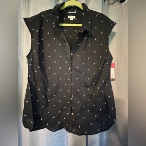 Merona Black Sleeveless Button Down NWT XXL